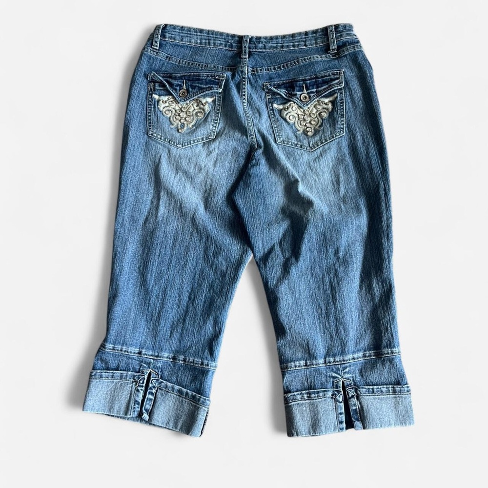 Y2K Mall goth Grunge McBling Capris Studded Bedazzled Women 16